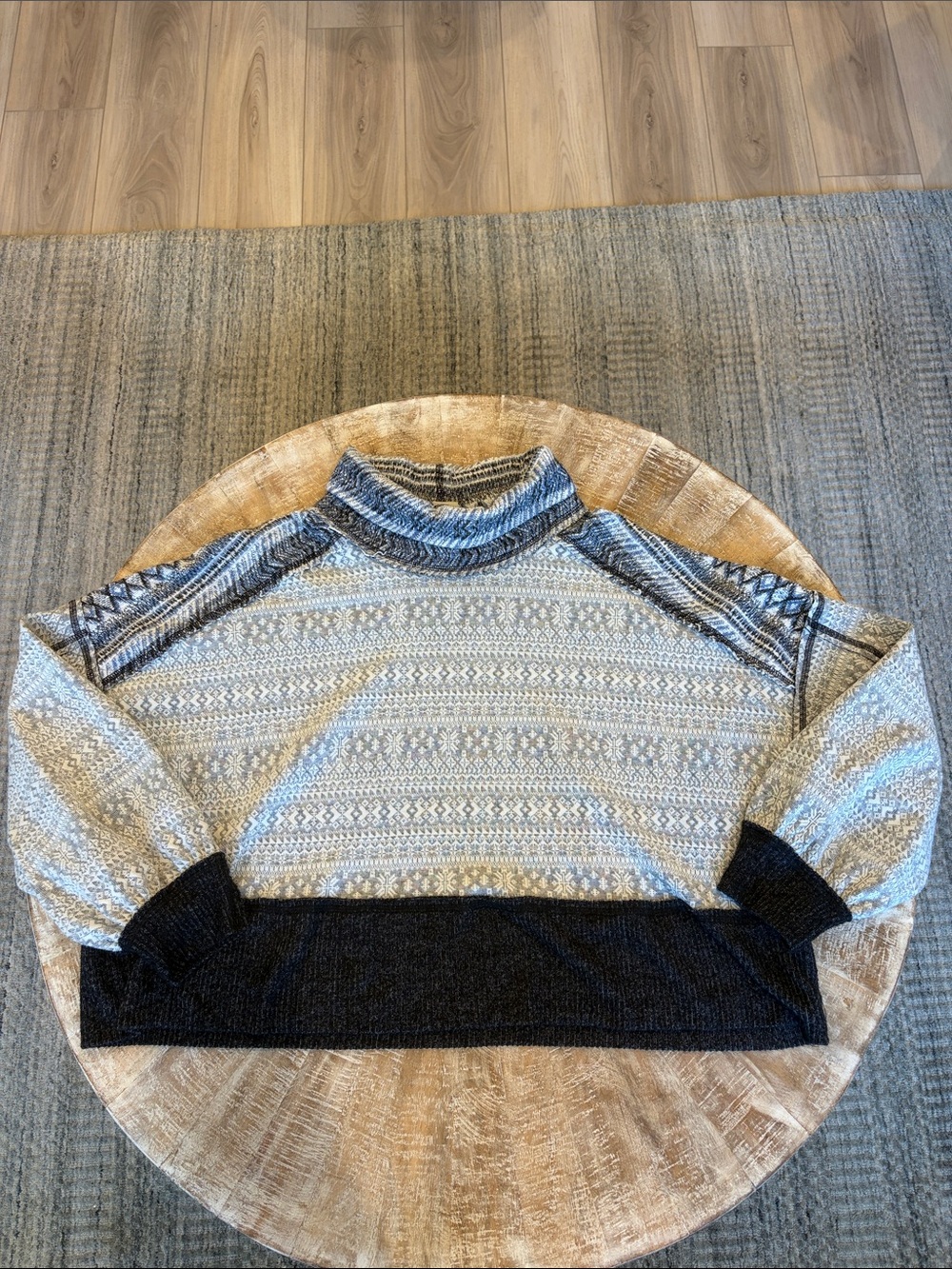 Women’s We The Free Blue and Gray Patterned Turtleneck Sweater